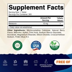 Melatonin 10 Mg Tablets | Vegetarian, Non-Gmo, Gluten-Free | 1-Year Supply | Nat