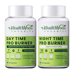 Health Veda Organics Day & Night Fat Burner Capsules 60 Each | Weight Loss a841