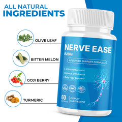 Nerve Ease Capsules For Neuropathy NerveEase Support Supplements Pills (60 ct)