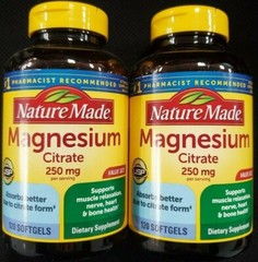 Nature Made Magnesium Citrate 120 ct Softgels -2 Pack -Exp Date 05-2026