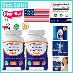 Brain Health Boost: Lithium Orotate 5mg 2-Pack of 240 Easy to Swallow Capsules