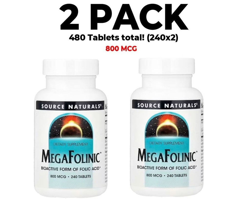 Source Naturals, 2 PACK, MegaFolinic 800 mcg Folinic Acid, 240 Tablets each
