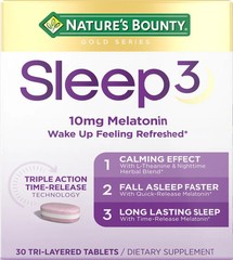 Sleep3 MELATONIN 10mg Nature’s Bounty Time Release Sleep Aid 30 Tabs ~ EXP 2027~