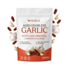3Pack Resilia Garlic Extract 600mg Softgels 60 Count Odorless Aged Garlic Extra