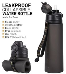 Collapsible Water Bottles 20oz, Leak Proof, BPA-Free, Foldable Silicone Trave…