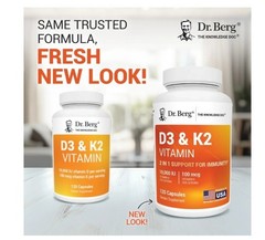 Dr. Berg’s D3 & K2 Nutrient, 2 PACK, 10,000 IU, 100 mcg per serving, 120 Caps