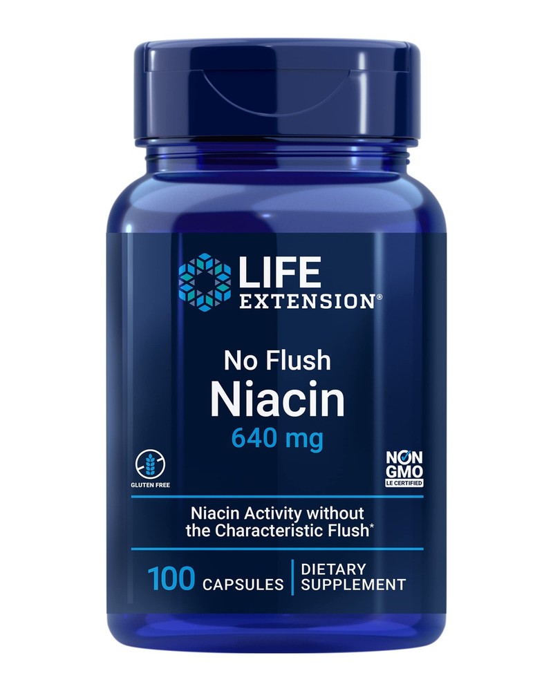 Niacin B3 Capsules 100 Count Heart Health Cholesterol Support Life Extension