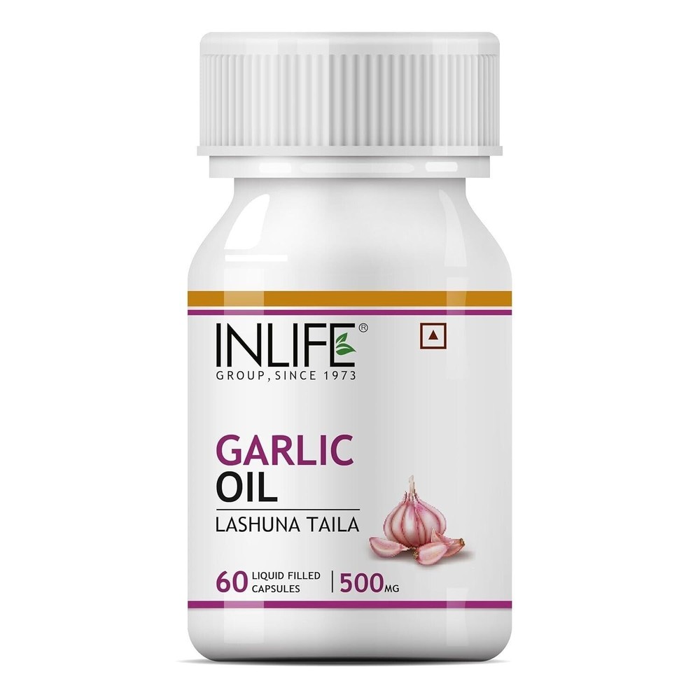 INLIFE Natural Garlic Oil 60 Liquid Filled Capsules for Men and Women