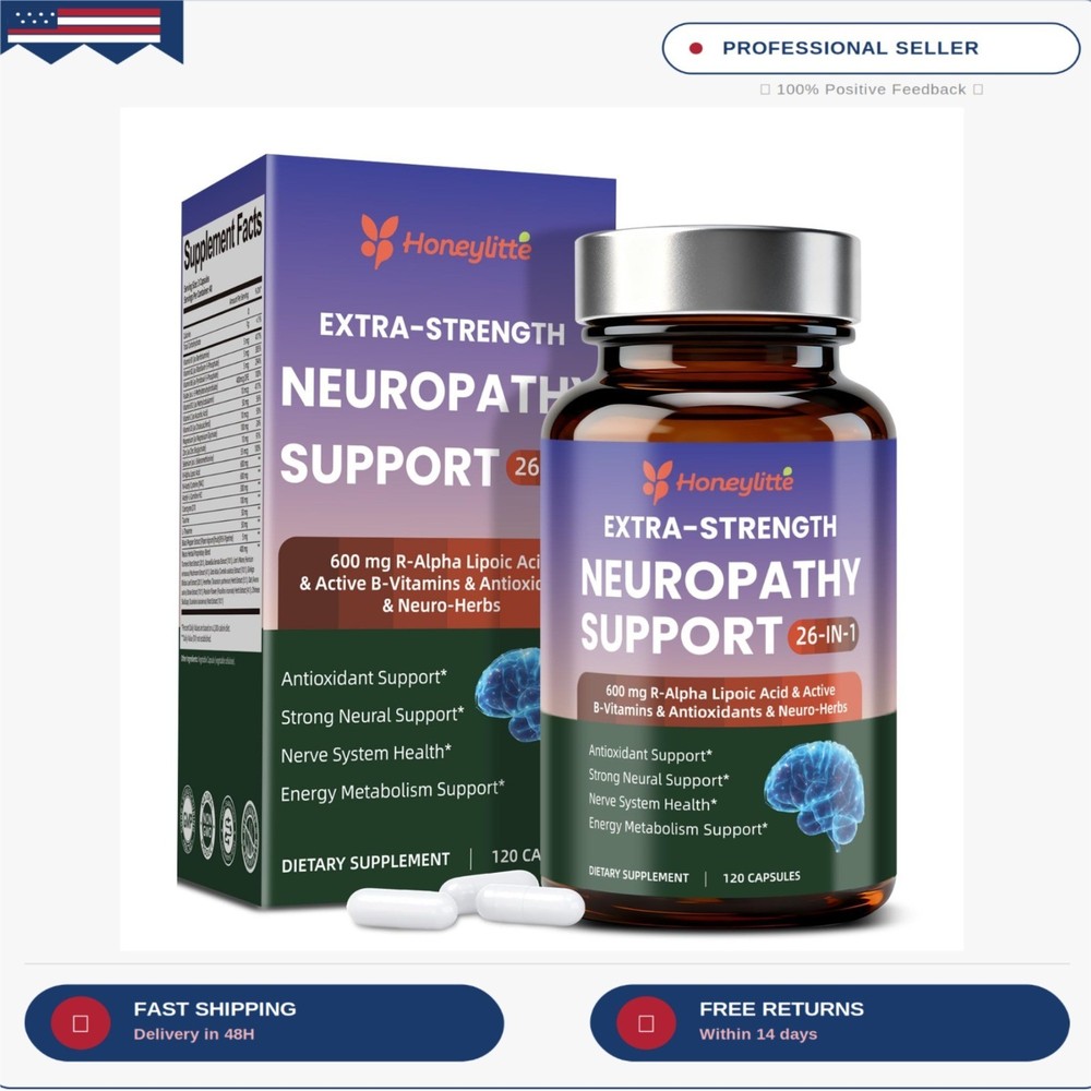Alpha Lipoic Acid Neuropathy Supplements – with 600mg R-Alpha Lipoic Acid, NAC,
