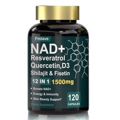 NAD+ Supplement 1500mg with Resveratrol – High Purity Anti-Aging Energy 120 caps