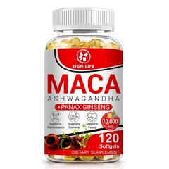 Organic Maca Root + Panax Ginseng 10000mg, Peruvian Maca Extract for Men & Women