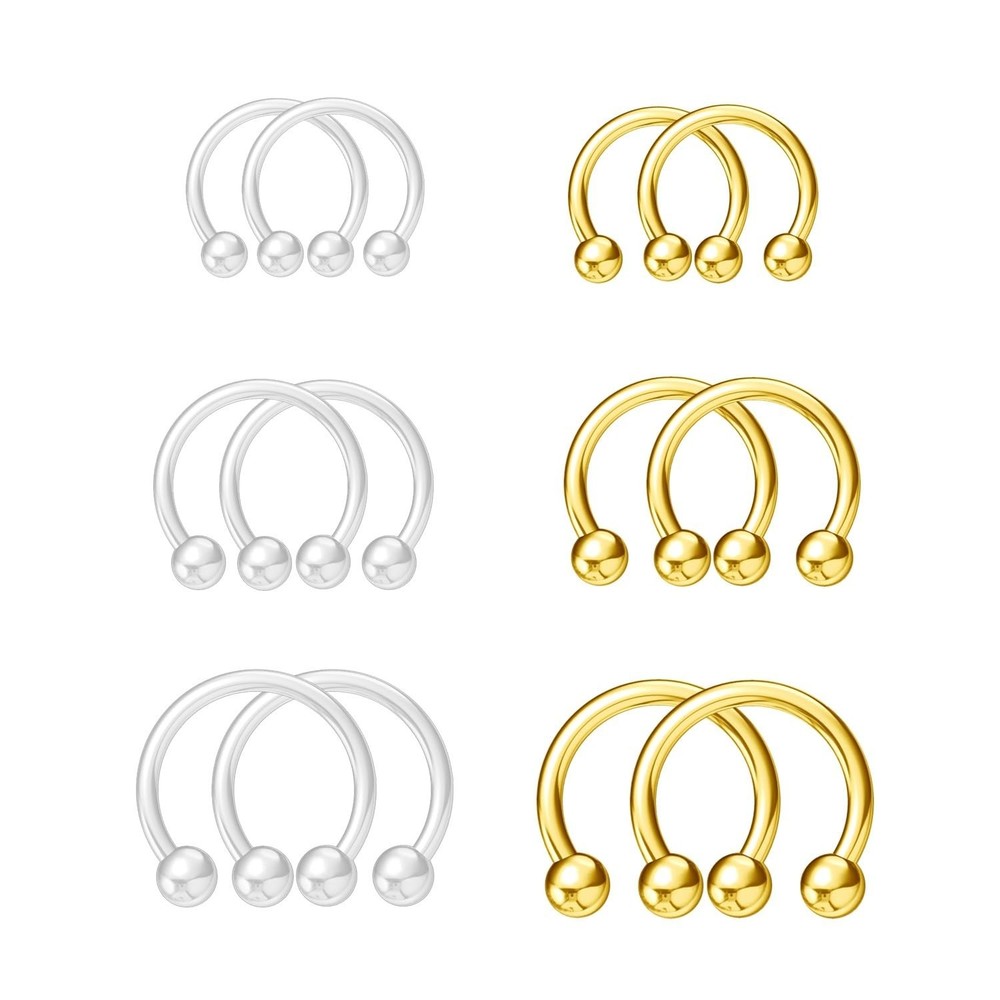 NZDLM Clear&Gold Septum Rings 16g 18g Septum Nose Rings for Women Men Horsesh…