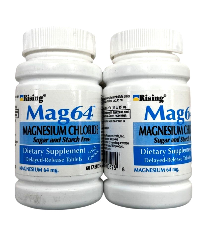 Rising Mag 64 Slow Magnesium Chloride w/ Calcium 60 Tabs ( 2 pack ) __