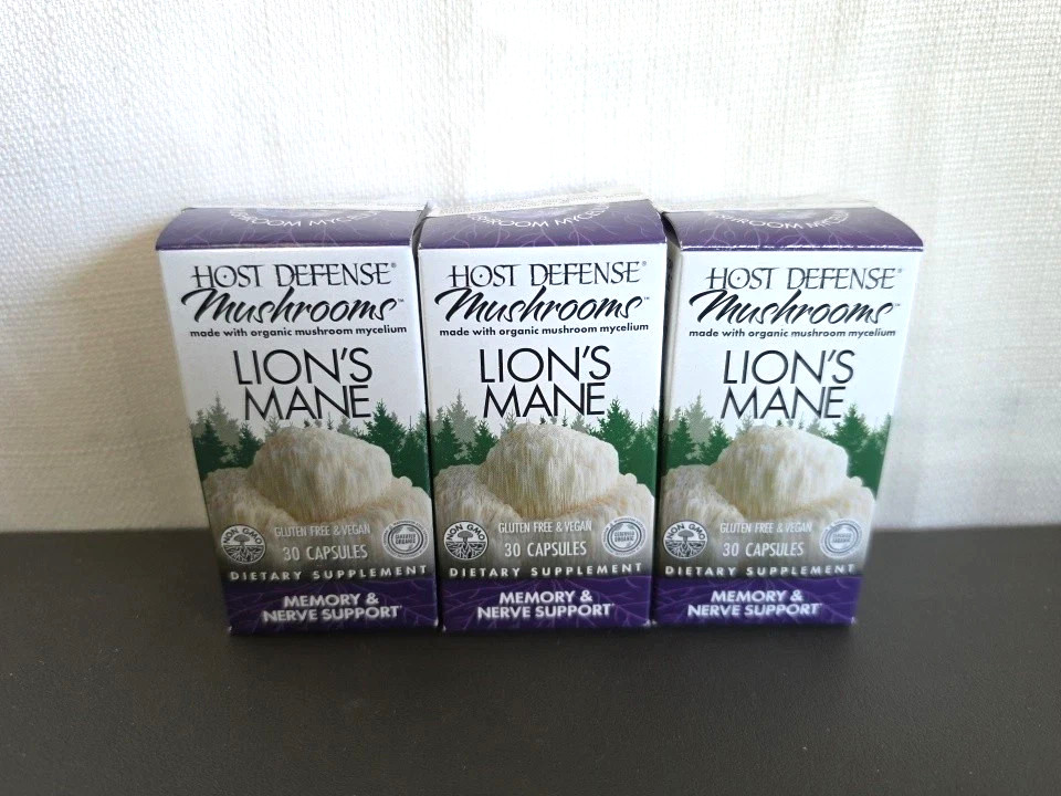 3 Host Defense Mushrooms Lion’s Mane Memory & Nerve Support 30 Capsules NEW