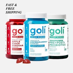 2 SETS- 3 Bottles Goli Zero Sugar Best Seller Trio Set Gummies 60Caps Per Bottle