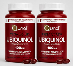 Qunol Mega Ubiquinol 100mg CoQ10, Natural Supplement, 100 Count Softgels- 2 Pack
