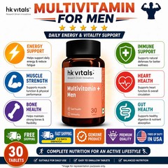 HK Vitals Multivitamin Plus Men Tablets Energy Stamina Immunity 30 Ct