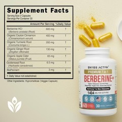 Swiss Activa+ Labs Organic Berberine Supplements 7-in-1 with BioPerine® | Cey…