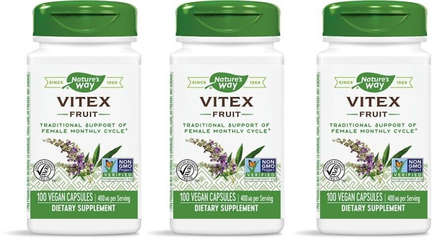 Nature’s Way Vitex Fruit 400mg 3X 100 Caps Traditional Support of Female Cycle