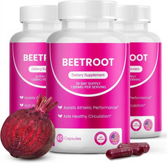 3X Rosabella Organic Beet Root 60 Capsules Natural Energy Boost Blood Pressure