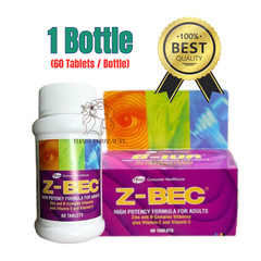 1 Bottle Z-BEC Multivitamins Zinc & B Complex High Potency Formula 60 Tablets