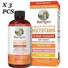 2 BOTTLES–MaryRuth’s Liquid Morning Multivitamin Hair Growth Peach Mango flavor