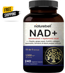 NatureBell NAD+ 11-in-1 Complex 1,500 mg** Per Serving, 240 Veggie Capsules | NM