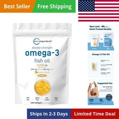 Omega 3 Fish Oil Supplements 3,000mg Per Serving, 240 Softgels | Lemon Flavor…