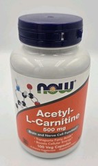 NOW Foods Acetyl-L-Carnitine 500mg 100 Caps Transports Fatty Acids EXP 07/2028