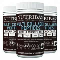 Nutribas® Multi Collagen Peptides Powder, MCT, Vitamin C, Biotin, Chocolate