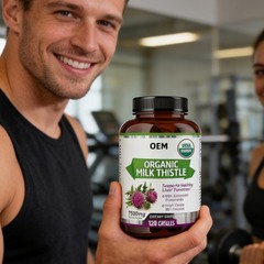 USDA Organic Milk Thistle 120 Vegan 7500mg Caps 80% Silymarin Liver Cleanse