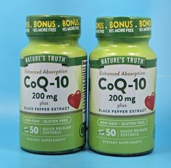Lot Of 2 Nature’s Truth CoQ10 200mg Black Pepper Extract 50 Softgels Exp 02/28+