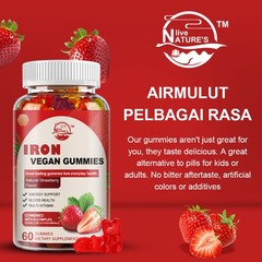 Iron Supplement Men and Women | 60 Gummies | With Vitamin B-12 | Vitamin B-6
