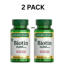 Nature’s Bounty Biotin Supplement, 10000mcg, 120 Rapid Release Softgels (2pk).