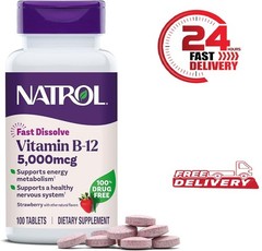 Natrol Vitamin B12 Fast Dissolve Tablets, Promotes Energy, Supports a Healthy..