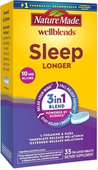 Nature Made Wellblends Sleep Longer Melatonin 10mg, L-Theanine & GABA, 35 Ct
