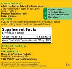 Nature Made Vitamin E 180 mg (400 IU) dl-Alpha, Dietary Supplement 300 Softgels