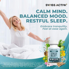 Swiss Activa+ Labs Stress Relief & Calm Supplement for Women 30 Caps ~ Exp 2/27