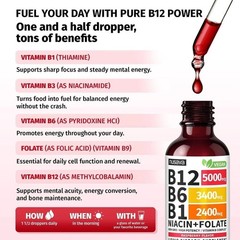 NUSAVA Vitamin B12 Drops – 3 Pack – 5000mcg – Raspberry – 80 Servings