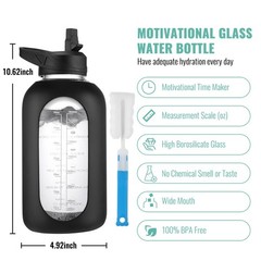 CIVAGO 64 oz Glass Water Bottle Jug with Straw and Handle, 64 Ounces, .Sage