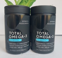 2 PACK Sports Research Total Omega-3 FULL SPECTRUM 2200mg EPA DHA 120 Sftgels x2