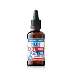 D3+K2 drops liquid MCT oil, 60 servings, 2500 IU/50 mcg per serving