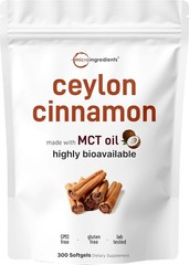 Ceylon Cinnamon Softgels, 300 Count – Infused with MCT Oil for Wellness