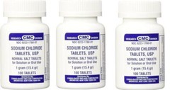 SODIUM CHLORIDE Tablets 1 GM 100 Per Bottle Salt : 3 packs