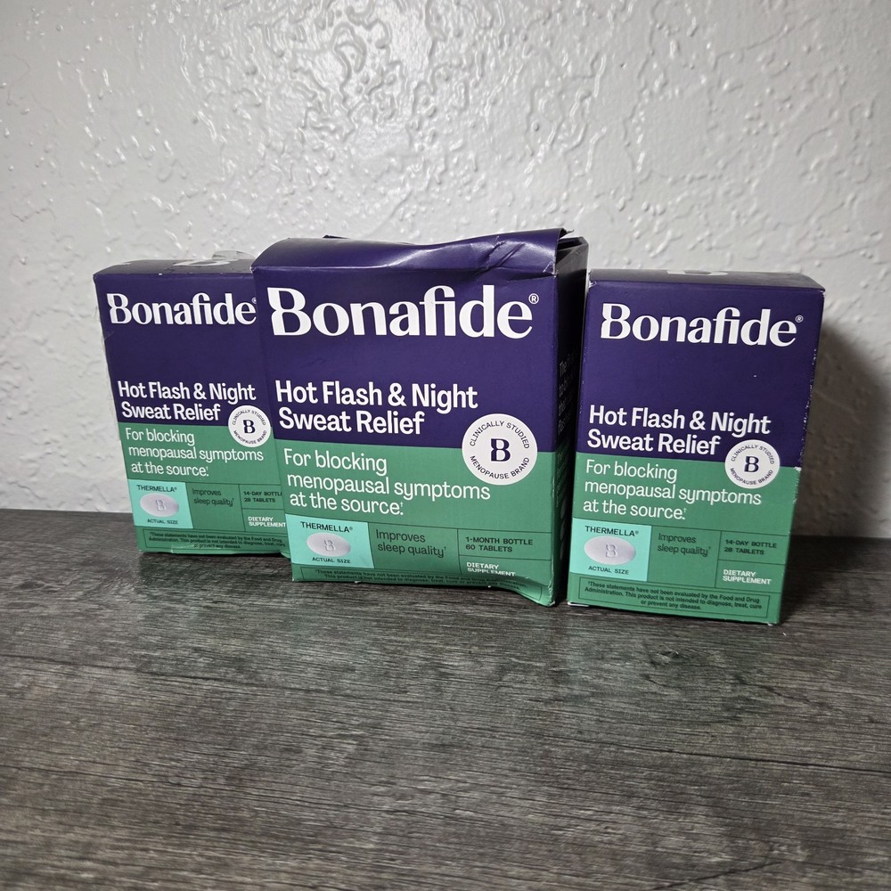 3 Boxes Bonafide Hot Flash & Night Sweat Relief 116 Tablets 2 Mo Supply Ex 4/27