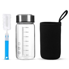 TONGRANG-LIFE 12Oz Small Glass Water Bottle with Lid and 12 Ounces, Clear