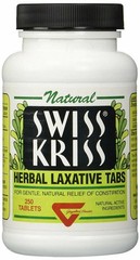 Swiss Kriss Herbal Laxative Tablets Constipation Relief Supplement 250 Ct 2-Pack