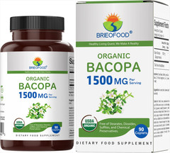 Organic Bacopa 1500Mg, 45 Servings, Vegetarian, Gluten Free, 90 Vegetarian Table