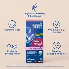 Mommy’s Bliss Organic Baby Elderberry Drops, 3 Fl Oz (Pack of 1), No Color