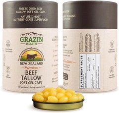 Grass-Fed Beef Tallow Capsules – 3000 mg Per Serving